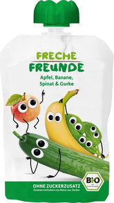 Mousse nước ép cho trẻ em Táo Chuối Cải bó xôi Dưa leo 100g EKO FRECHE FREUNDE ERDBAR